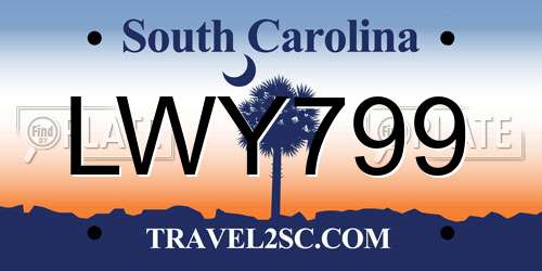 LWY799 South Carolina License Plate