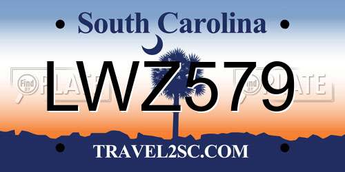 LWZ579 South Carolina License Plate