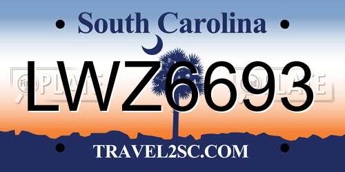 LWZ6693 South Carolina License Plate