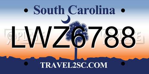 LWZ6788 South Carolina License Plate