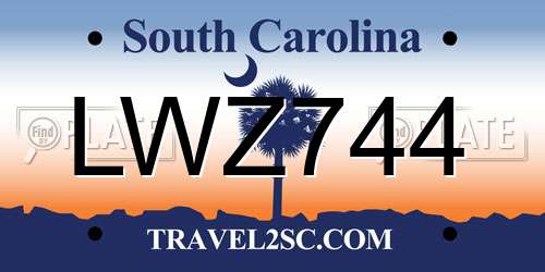 LWZ744 South Carolina License Plate