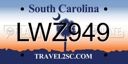 LWZ949 South Carolina License Plate
