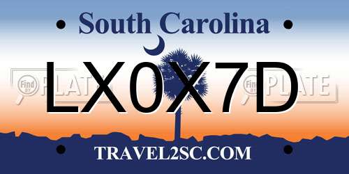 LX0X7D South Carolina License Plate