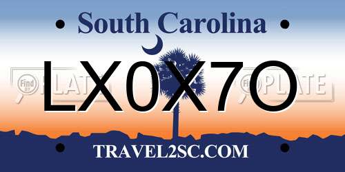 LX0X7O South Carolina License Plate