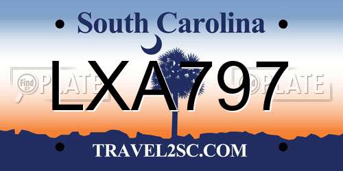 LXA797 South Carolina License Plate