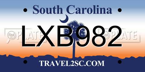 LXB982 South Carolina License Plate
