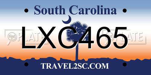 LXC465 South Carolina License Plate