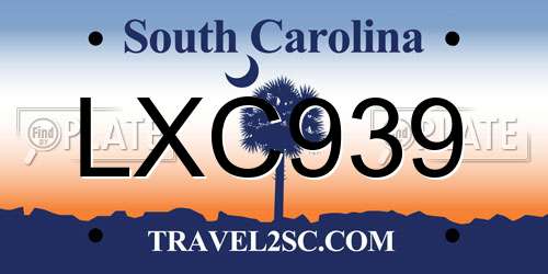 LXC939 South Carolina License Plate