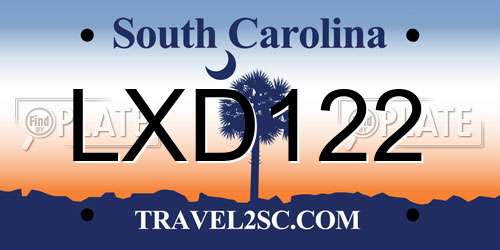 LXD122 South Carolina License Plate