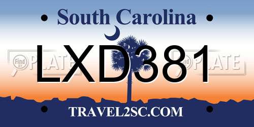 LXD381 South Carolina License Plate