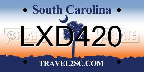 LXD420 South Carolina License Plate