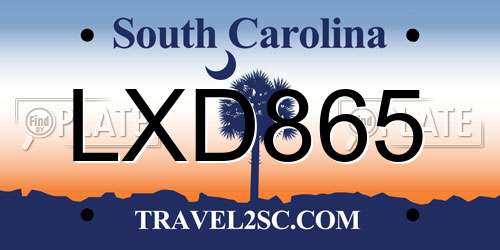 LXD865 South Carolina License Plate