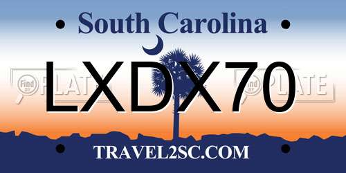 LXDX70 South Carolina License Plate