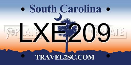 LXE209 South Carolina License Plate