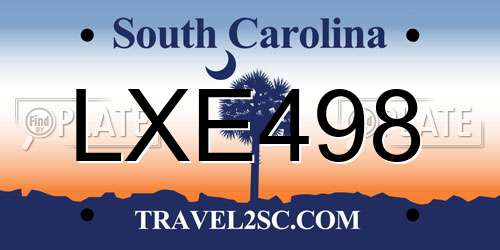LXE498 South Carolina License Plate