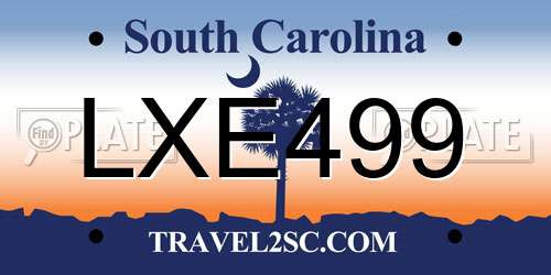 LXE499 South Carolina License Plate