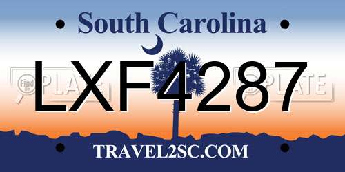 LXF4287 South Carolina License Plate