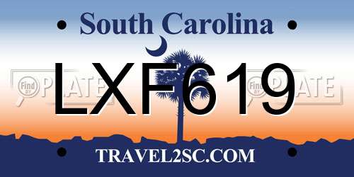 LXF619 South Carolina License Plate