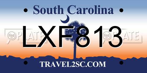 LXF813 South Carolina License Plate