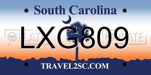 LXG809 South Carolina License Plate