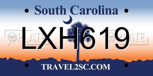 LXH619 South Carolina License Plate