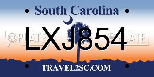 LXJ854 South Carolina License Plate