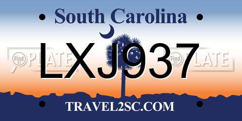 LXJ937 South Carolina License Plate
