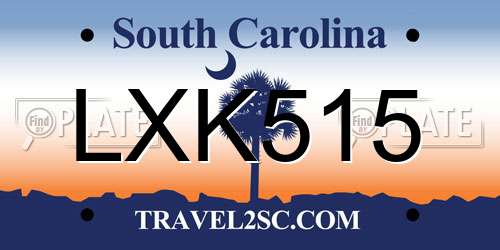 LXK515 South Carolina License Plate