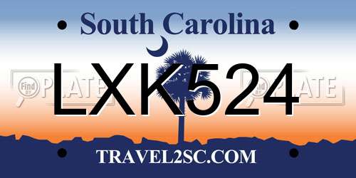 LXK524 South Carolina License Plate
