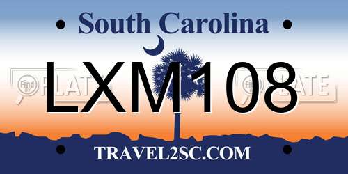 LXM108 South Carolina License Plate
