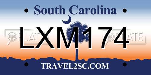 LXM174 South Carolina License Plate