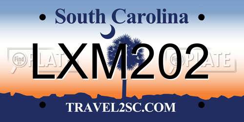 LXM202 South Carolina License Plate