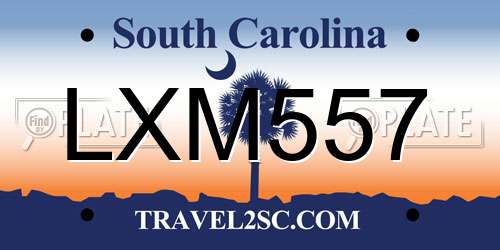 LXM557 South Carolina License Plate