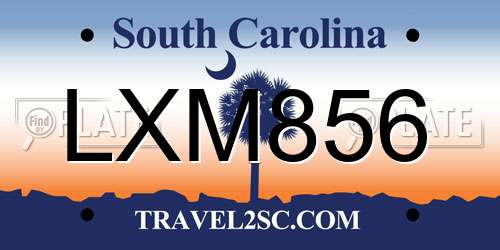 LXM856 South Carolina License Plate