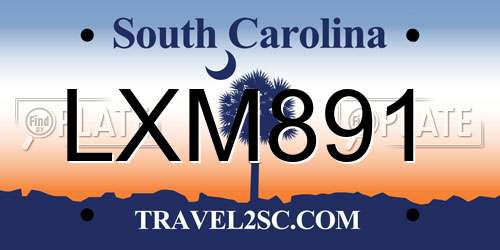 LXM891 South Carolina License Plate