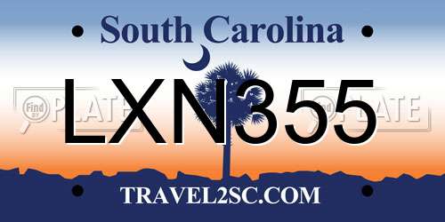 LXN355 South Carolina License Plate