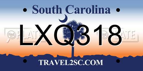 LXQ318 South Carolina License Plate