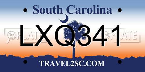 LXQ341 South Carolina License Plate
