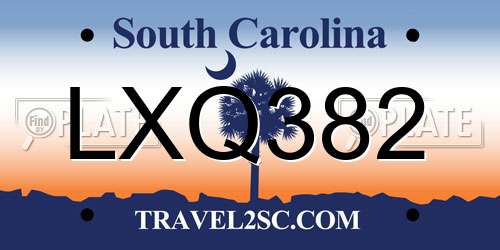 LXQ382 South Carolina License Plate