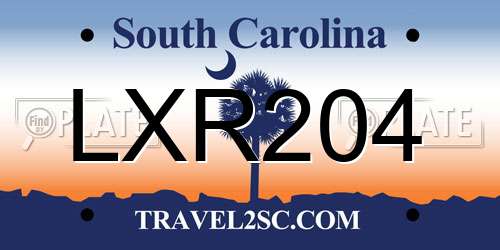 LXR204 South Carolina License Plate