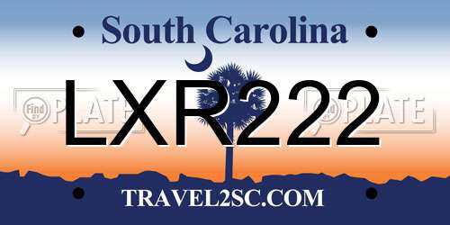LXR222 South Carolina License Plate