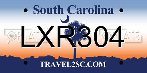 LXR304 South Carolina License Plate