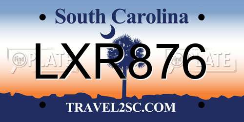 LXR876 South Carolina License Plate