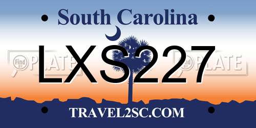 LXS227 South Carolina License Plate