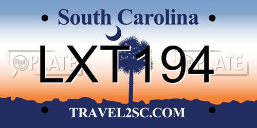 LXT194 South Carolina License Plate