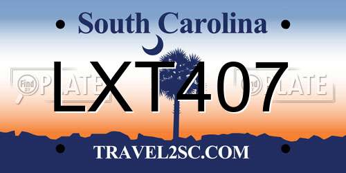 LXT407 South Carolina License Plate