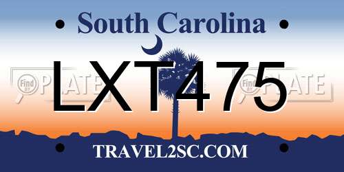 LXT475 South Carolina License Plate