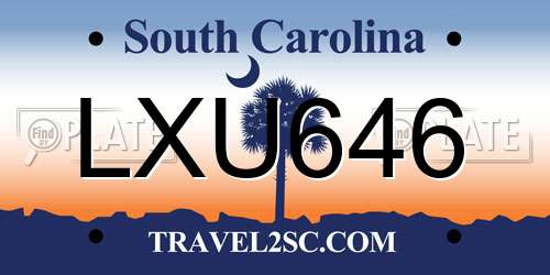 LXU646 South Carolina License Plate