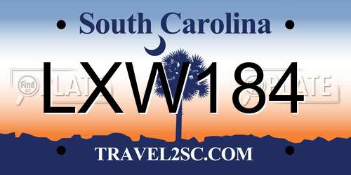 LXW184 South Carolina License Plate