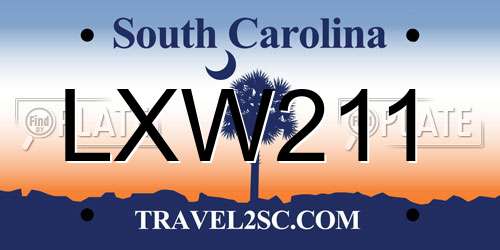LXW211 South Carolina License Plate